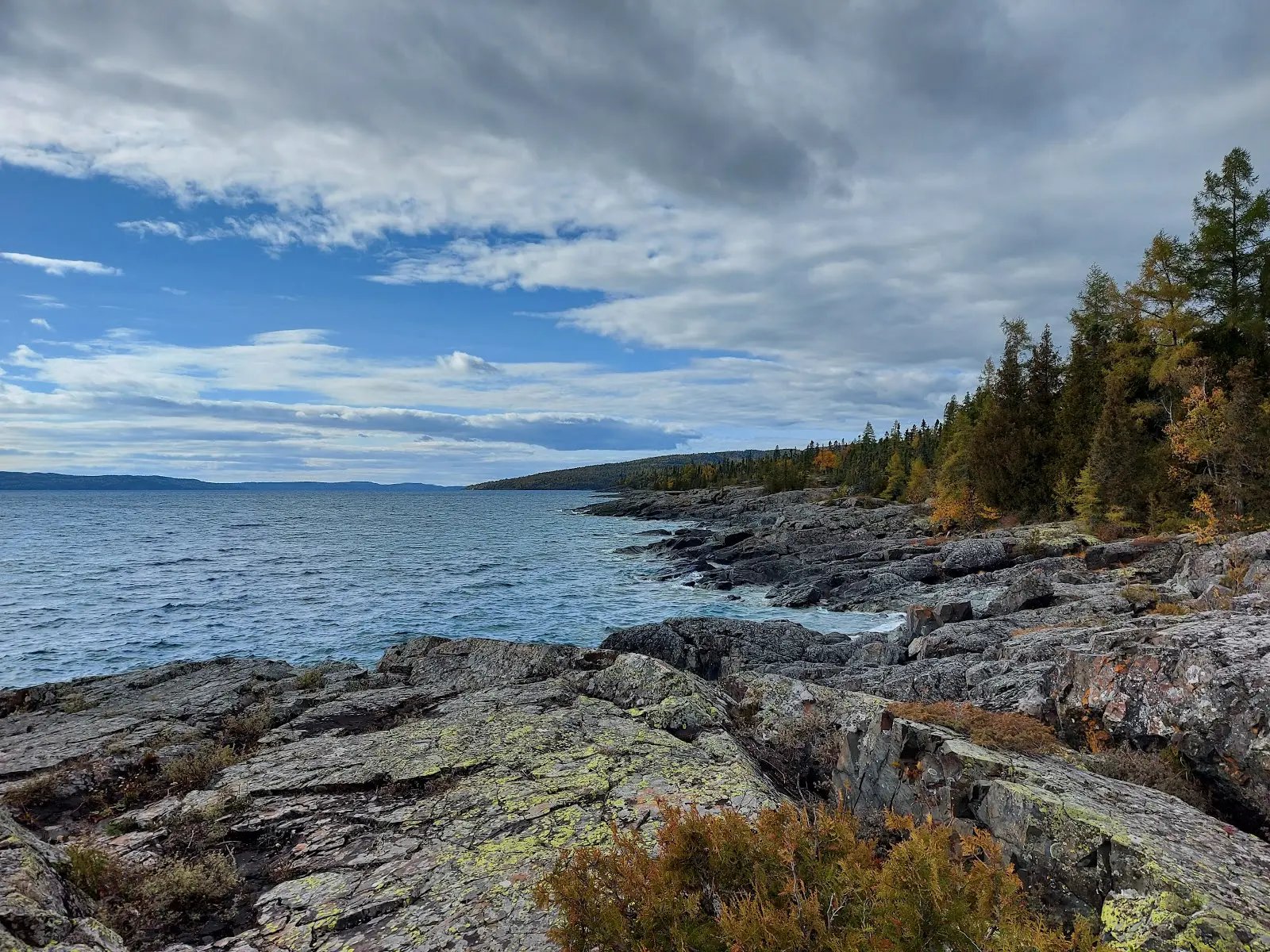 Lake Superior's rocky shore at Schreiber Beach.